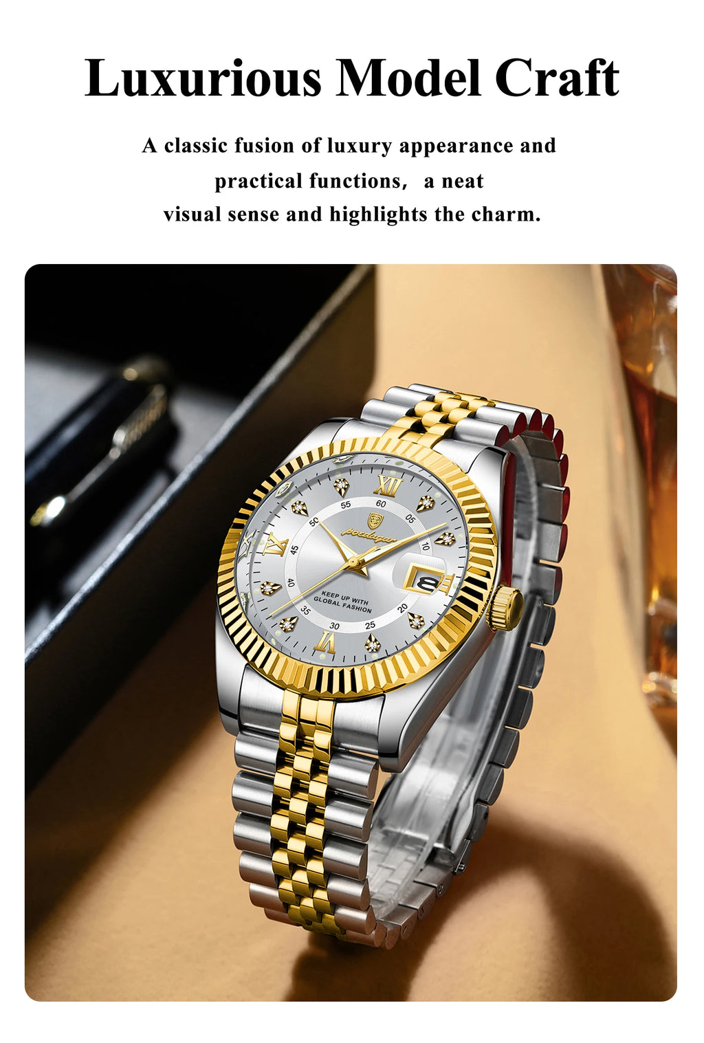POEDAGAR Trendy Business Men Watch Waterproof Stainless Steel Luminous Original Classic Man Watches Date Quartz Men's Wristwatch