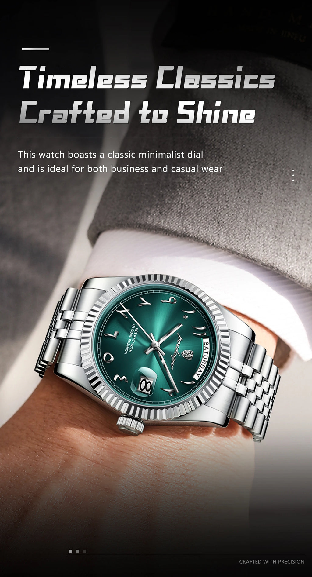 POEDAGAR Original Trendy Male Clock Waterproof Date Week Fashion Men's Watch Stainless Steel Luxury Quartz Watches For Men Reloj