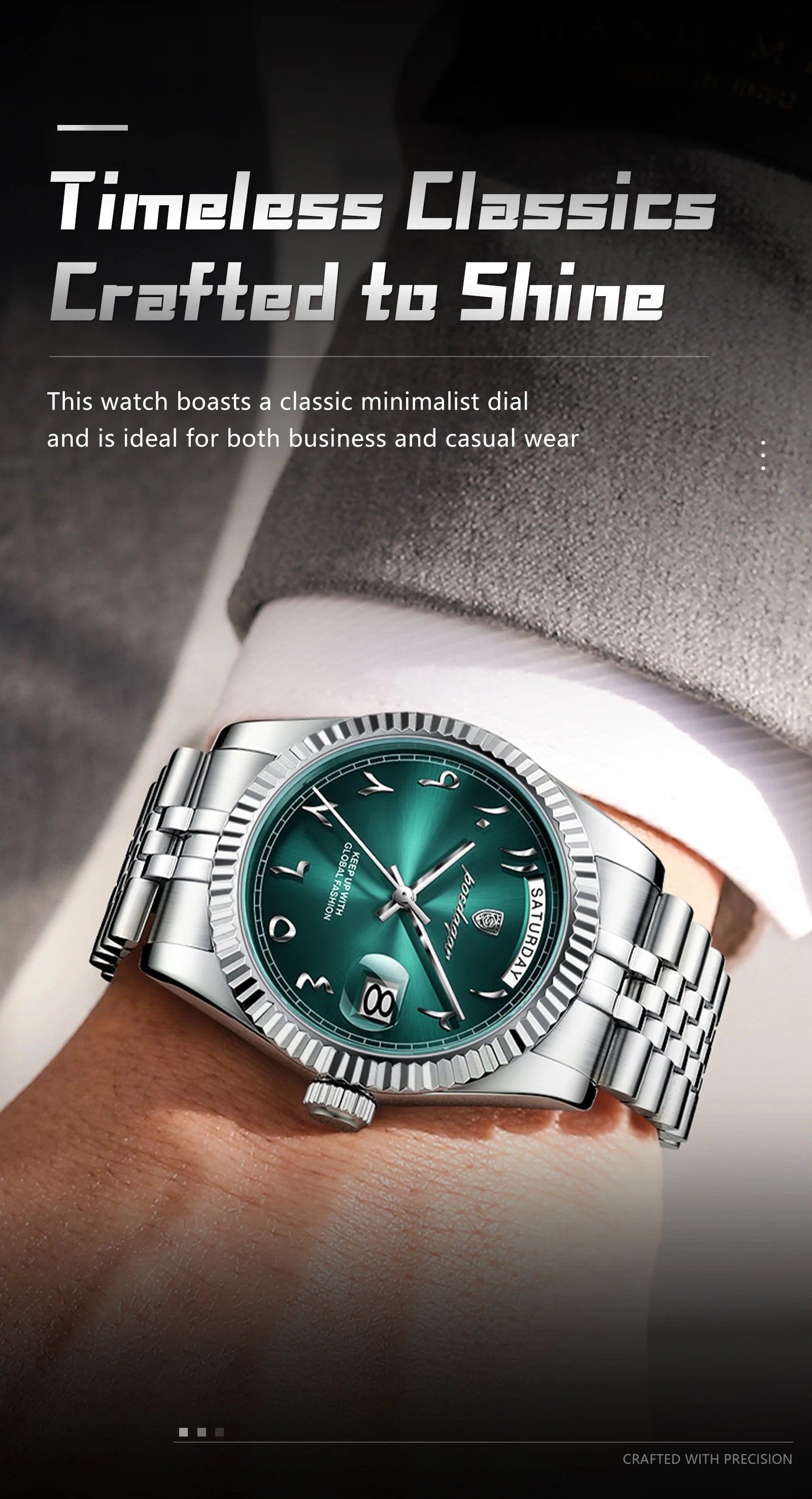 POEDAGAR Original Trendy Male Clock Waterproof Date Week Fashion Men's Watch Stainless Steel Luxury Quartz Watches For Men Reloj