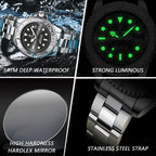Montre à Quartz pour Homme en Acier Inoxydable – Lumineuse et Étanche à 3 ATM