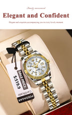 Montre habillée en acier inoxydable pour femme – Date et aiguilles luminescentes