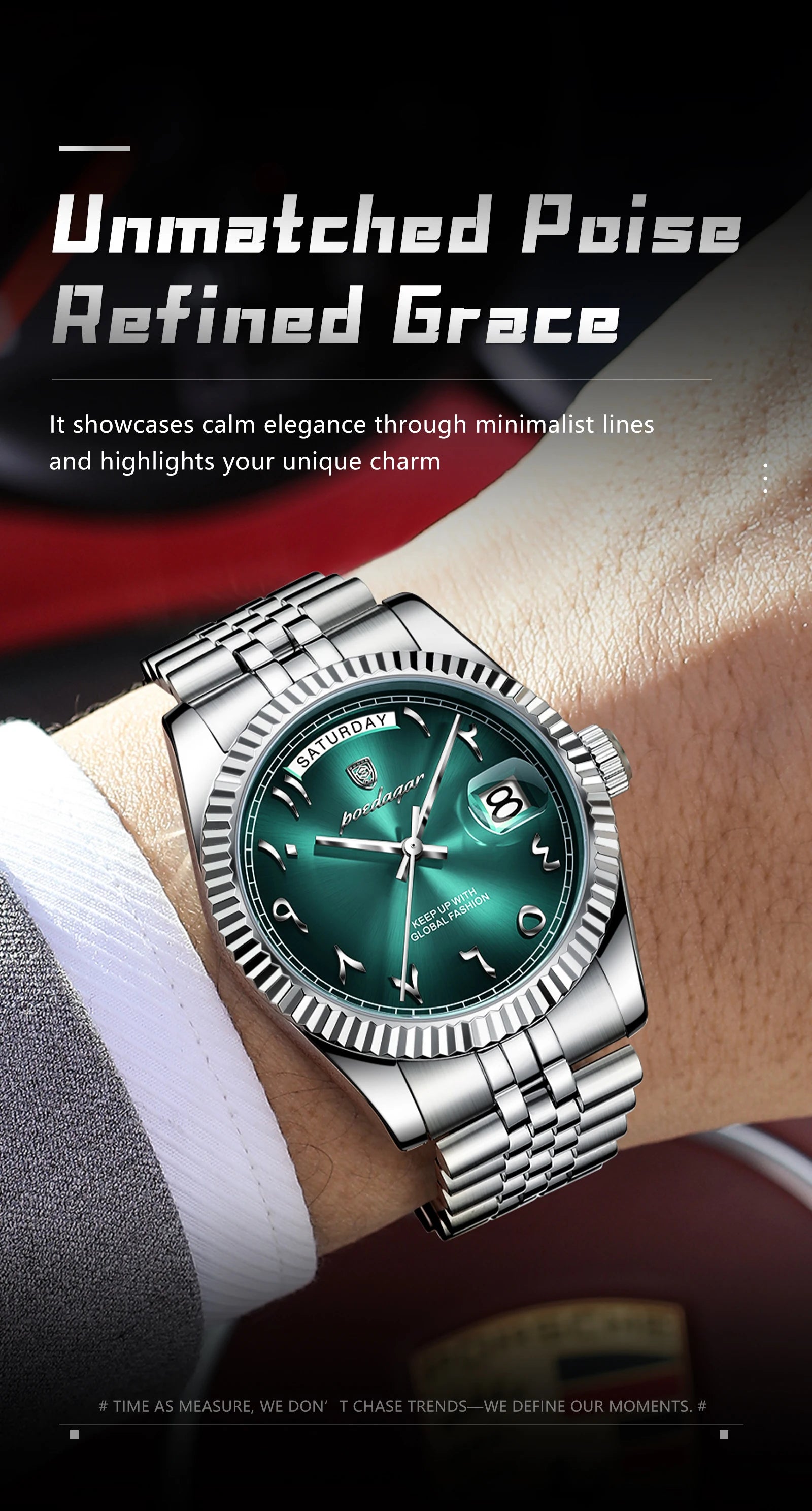 POEDAGAR Original Trendy Male Clock Waterproof Date Week Fashion Men's Watch Stainless Steel Luxury Quartz Watches For Men Reloj