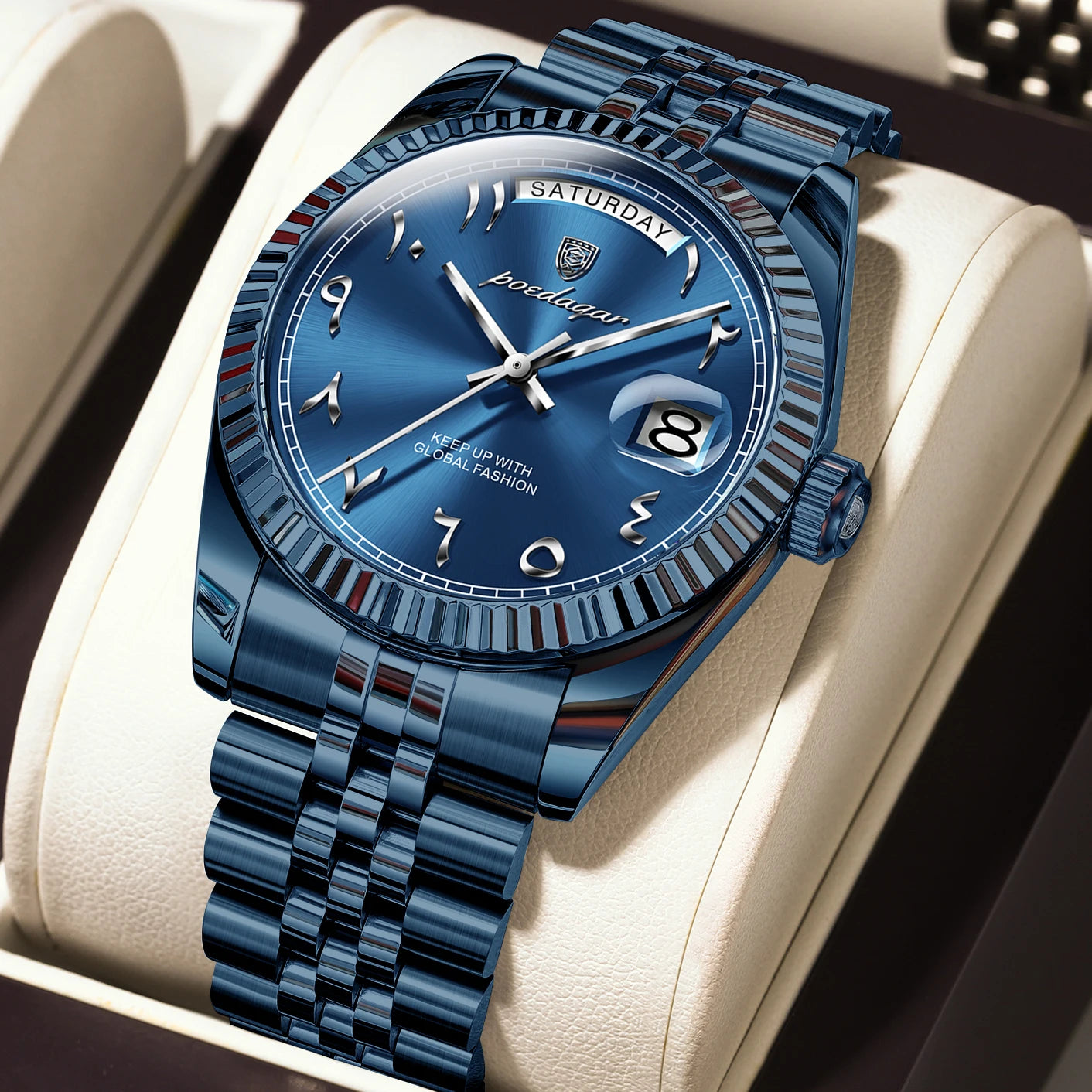 Montre à Quartz Homme en Acier Inoxydable – Étanche & Date