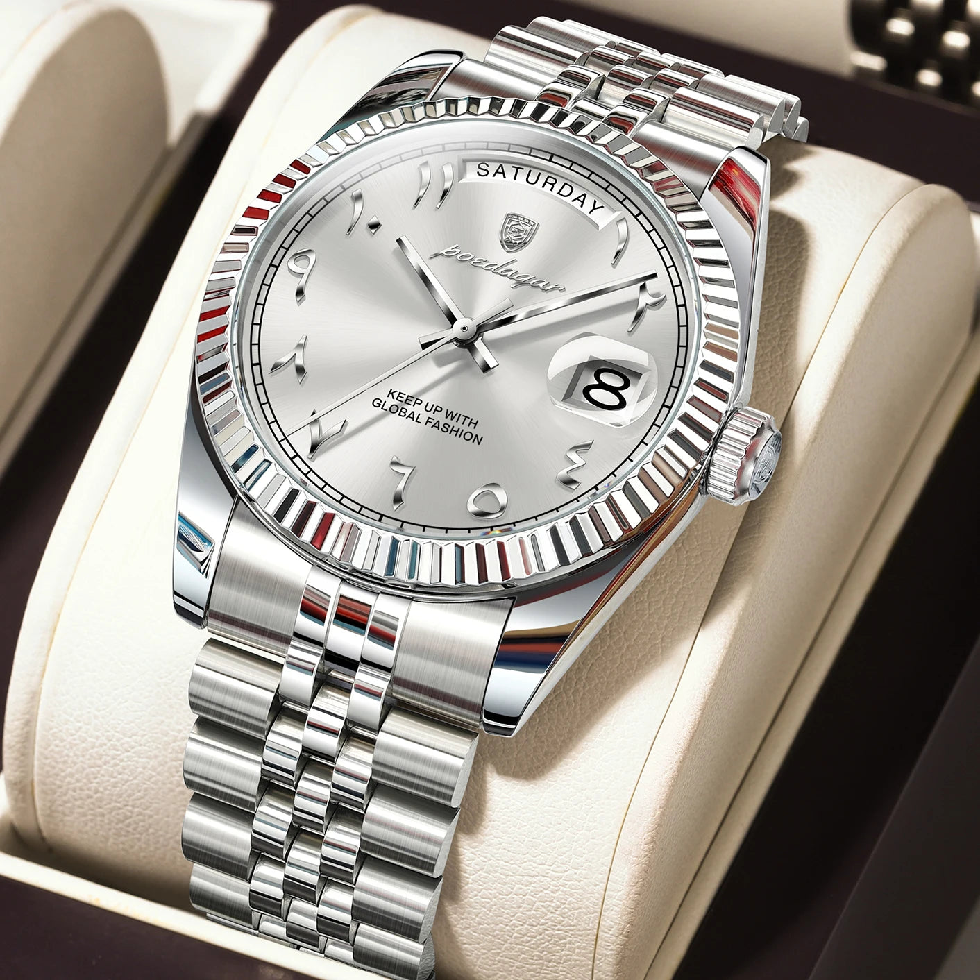 Montre à Quartz Homme en Acier Inoxydable – Étanche & Date