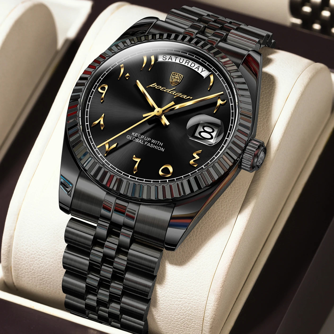 Montre à Quartz Homme en Acier Inoxydable – Étanche & Date