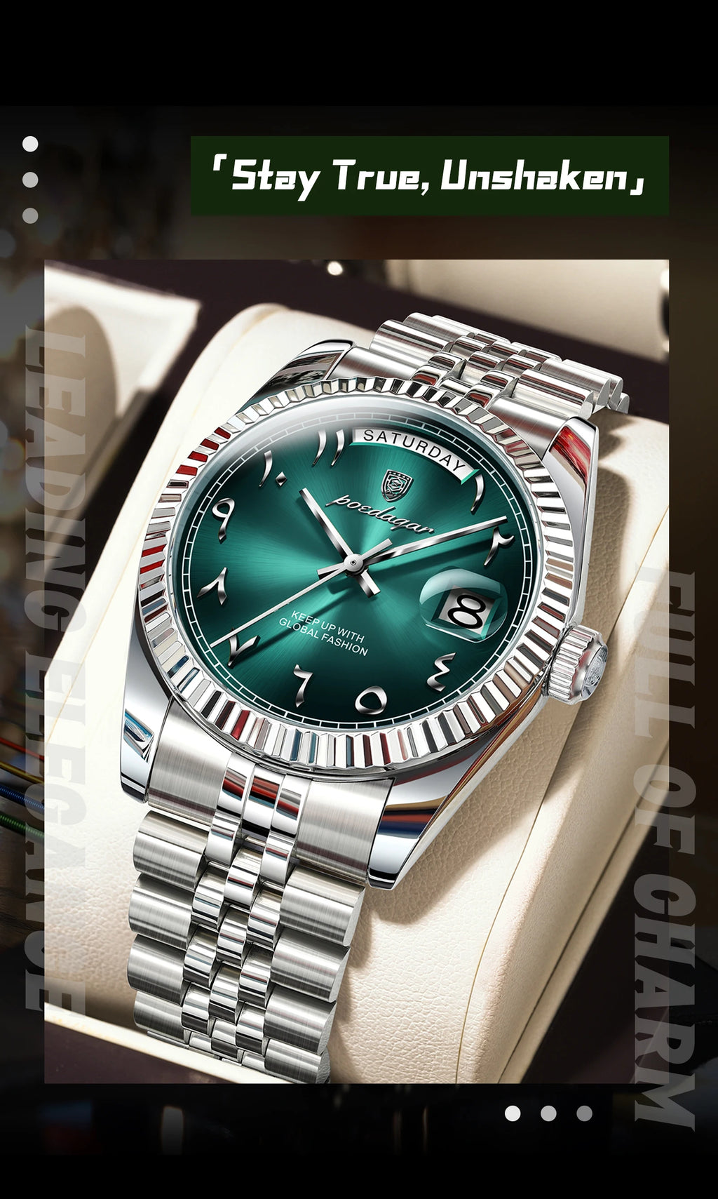 POEDAGAR Original Trendy Male Clock Waterproof Date Week Fashion Men's Watch Stainless Steel Luxury Quartz Watches For Men Reloj