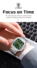 Montre carrée en acier inoxydable pour homme – Lumineuse et étanche