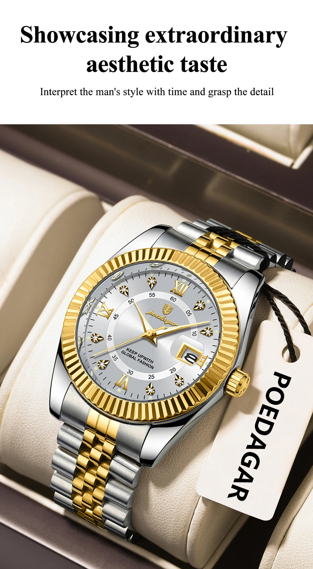 POEDAGAR Trendy Business Men Watch Waterproof Stainless Steel Luminous Original Classic Man Watches Date Quartz Men's Wristwatch