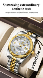 Montre homme à quartz en acier inoxydable avec affichage de la date