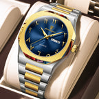 Montre militaire en acier inoxydable pour homme avec affichage du jour de la semaine