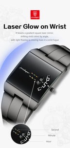 Montre d'affaires rectangulaire pour homme en acier inoxydable à quartz