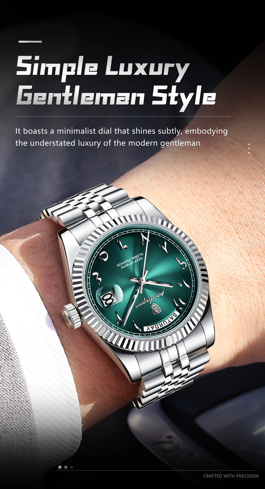 POEDAGAR Original Trendy Male Clock Waterproof Date Week Fashion Men's Watch Stainless Steel Luxury Quartz Watches For Men Reloj