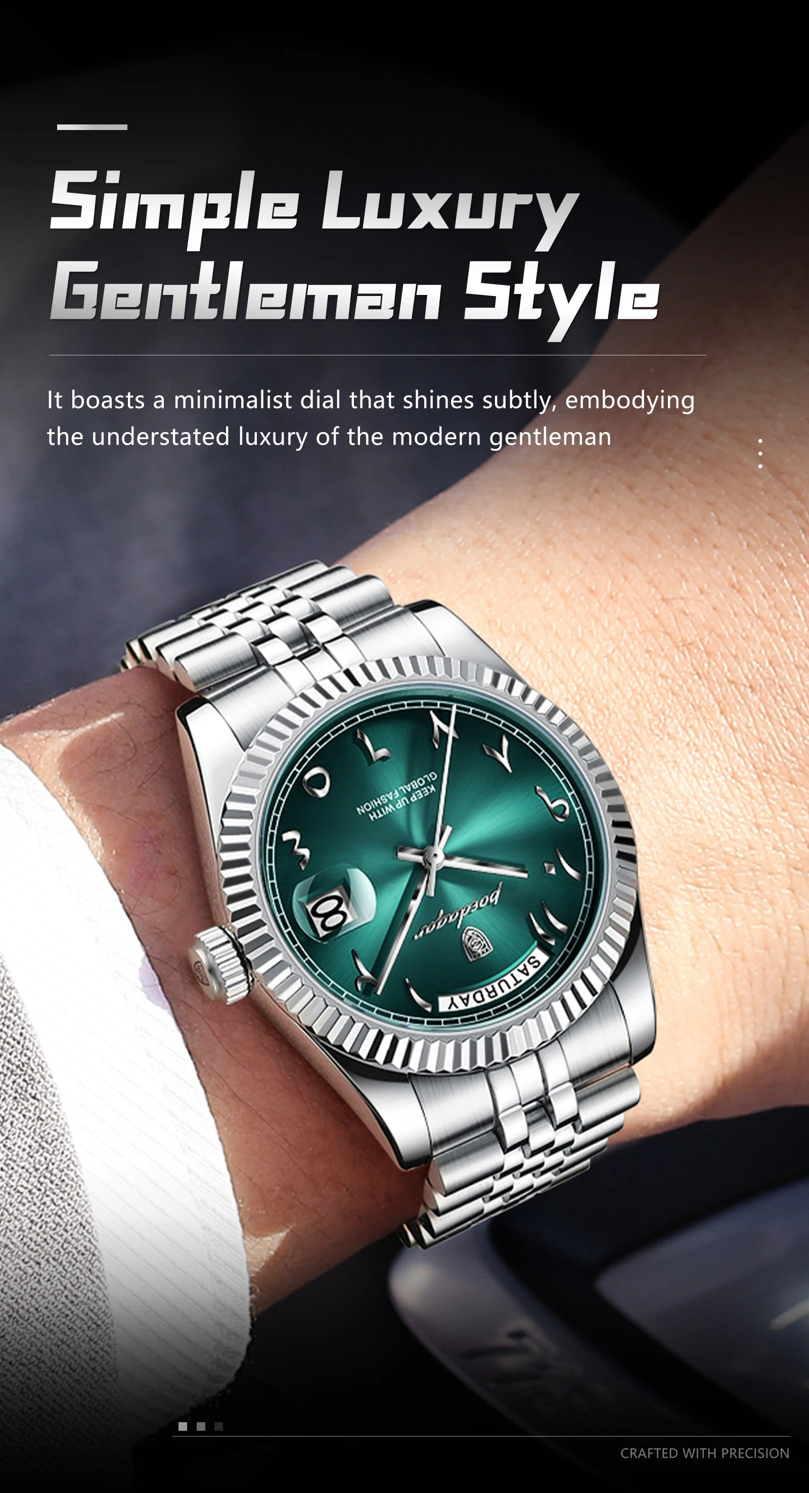 POEDAGAR Original Trendy Male Clock Waterproof Date Week Fashion Men's Watch Stainless Steel Luxury Quartz Watches For Men Reloj