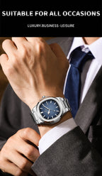 Montre habillée carrée en cuir pour homme avec affichage de la date