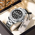 Montre à Quartz pour Homme en Acier Inoxydable – Lumineuse et Étanche à 3 ATM
