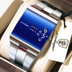 Montre d'affaires rectangulaire pour homme en acier inoxydable à quartz