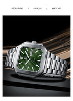 Montre carrée en acier inoxydable pour homme – Lumineuse et étanche