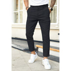 Pantalon de costume décontracté ajusté pour homme avec double pli