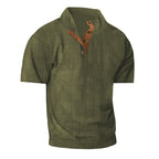 Chemise homme en velours côtelé à manches courtes et col montant